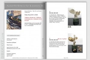 Premières pages du catalogue de la Maison de Vente AuctionArt - Rémy Le Fur & Associés.