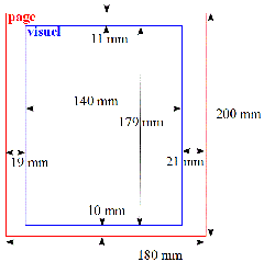 Format de la page (180 X 200 mm) et des visuels (140 X 179 mm) du livre.
